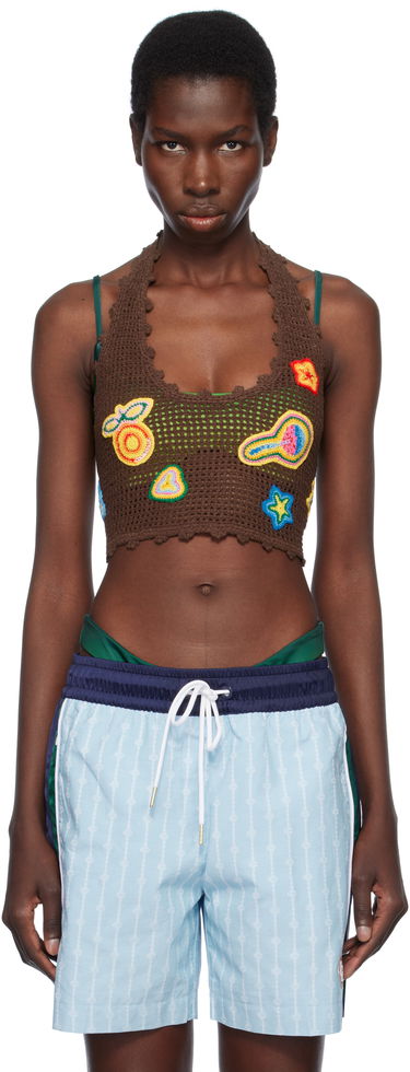 Plavky Casablanca Casablanca Motif Crochet Crop Top Hnedá | WS25-KW-939-01, 0
