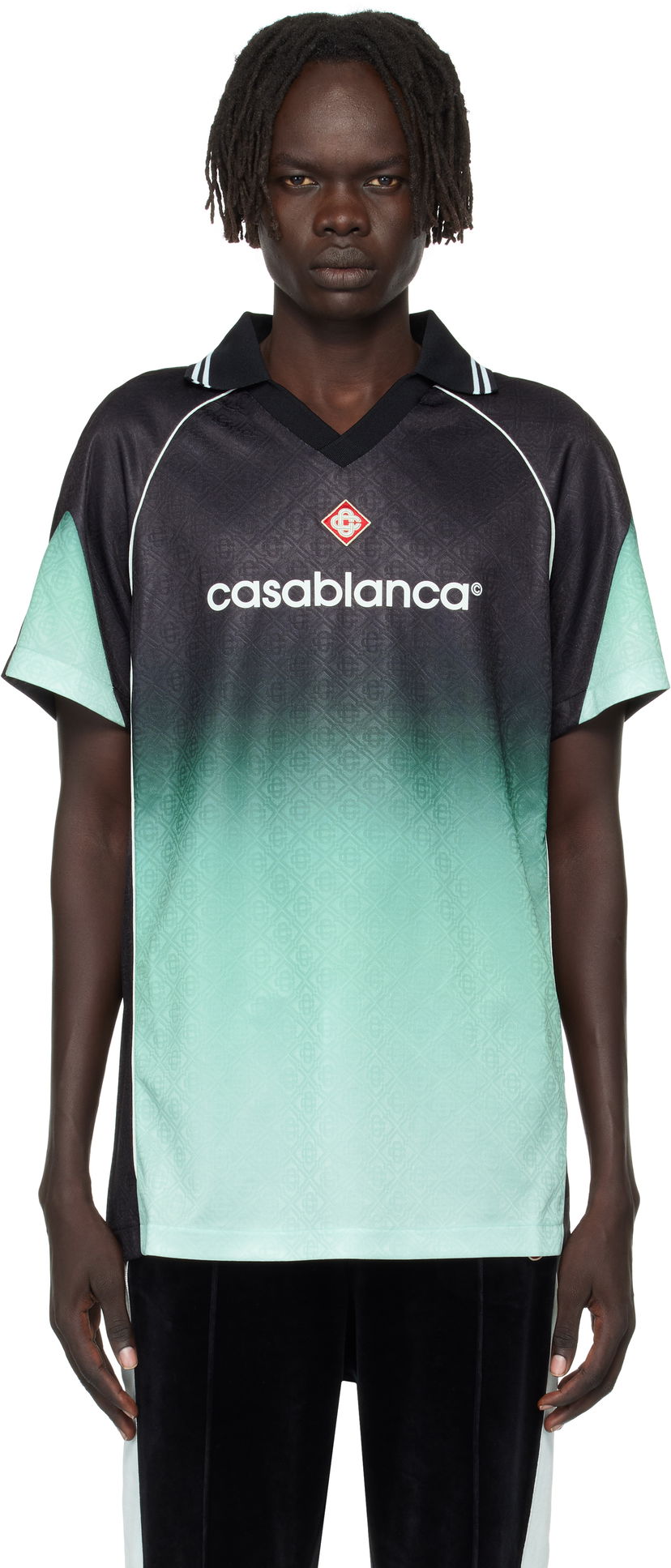 Dres Casablanca Casablanca Monogram Football Jersey Čierna | U-MPF25-JTP-375-01