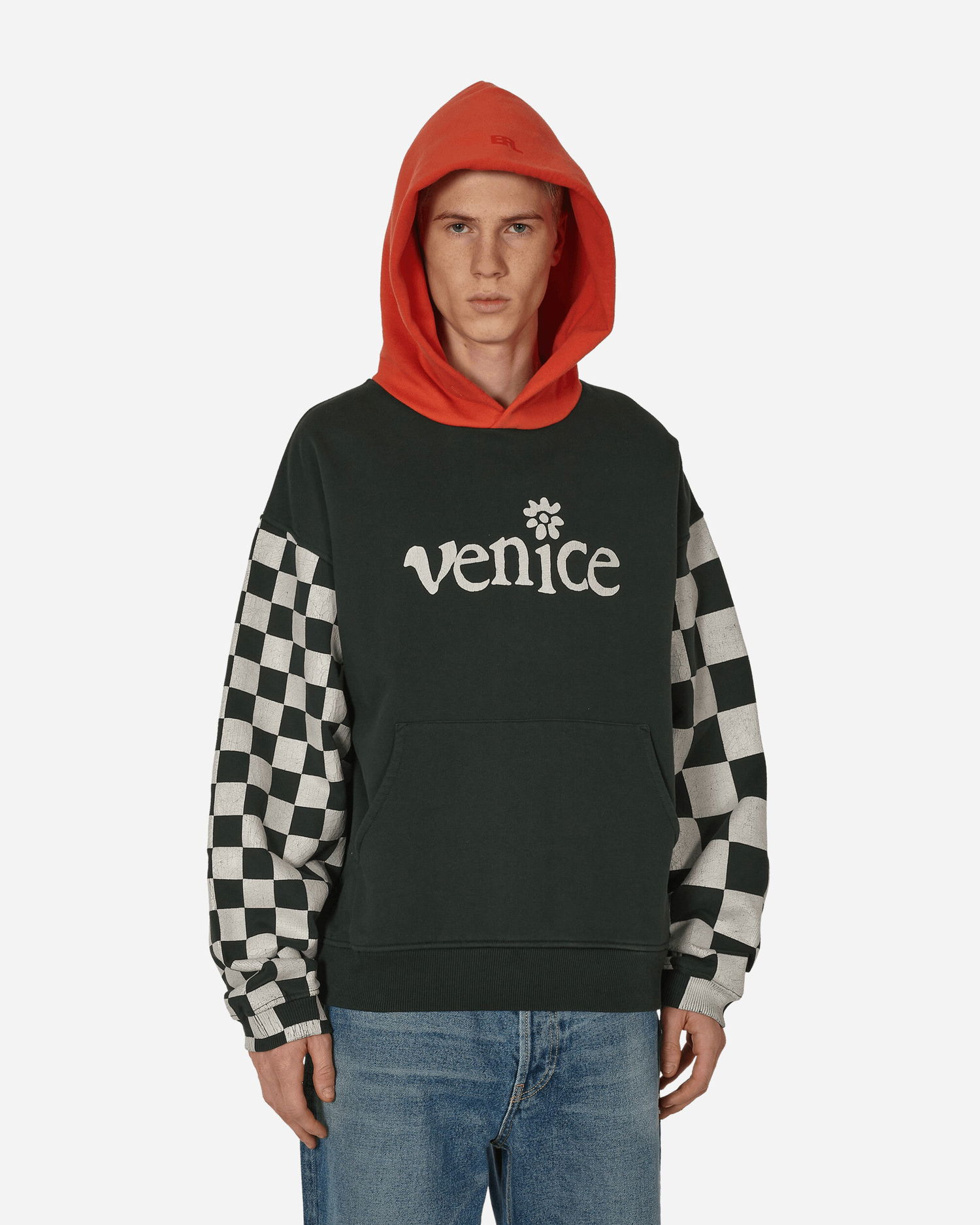 Mikina ERL Checked Sleeve Hooded Sweatshirt Zelené | ERL08T021 1, 0