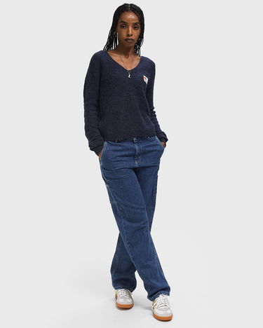 Sveter American Vintage Fuzzy Cropped V-Neck Pullover Navy | NEN18EH25-NIGHT-STAR, 2