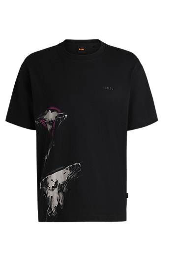 Tričko BOSS Jellyfish Print Cotton-Jersey T-Shirt Čierna | 50541099, 0