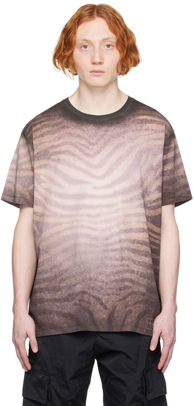 Tričko Balmain Zebra Print Relaxed Fit T-Shirt Hnedá | AH1EG010GC50, 0