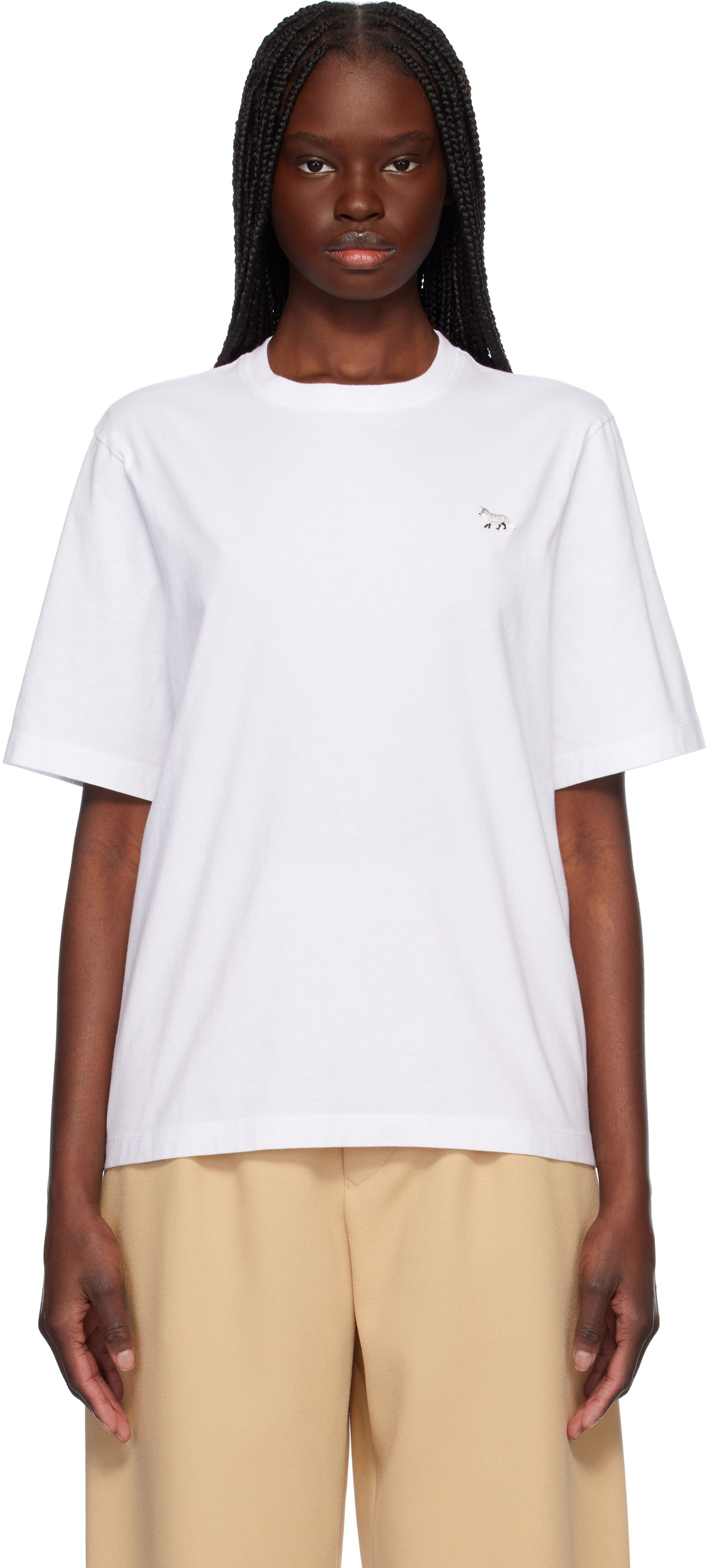Tričko MAISON KITSUNÉ Maison Kitsuné Baby Fox Patch Comfort T-Shirt Biela | OW00130KJ0008, 0