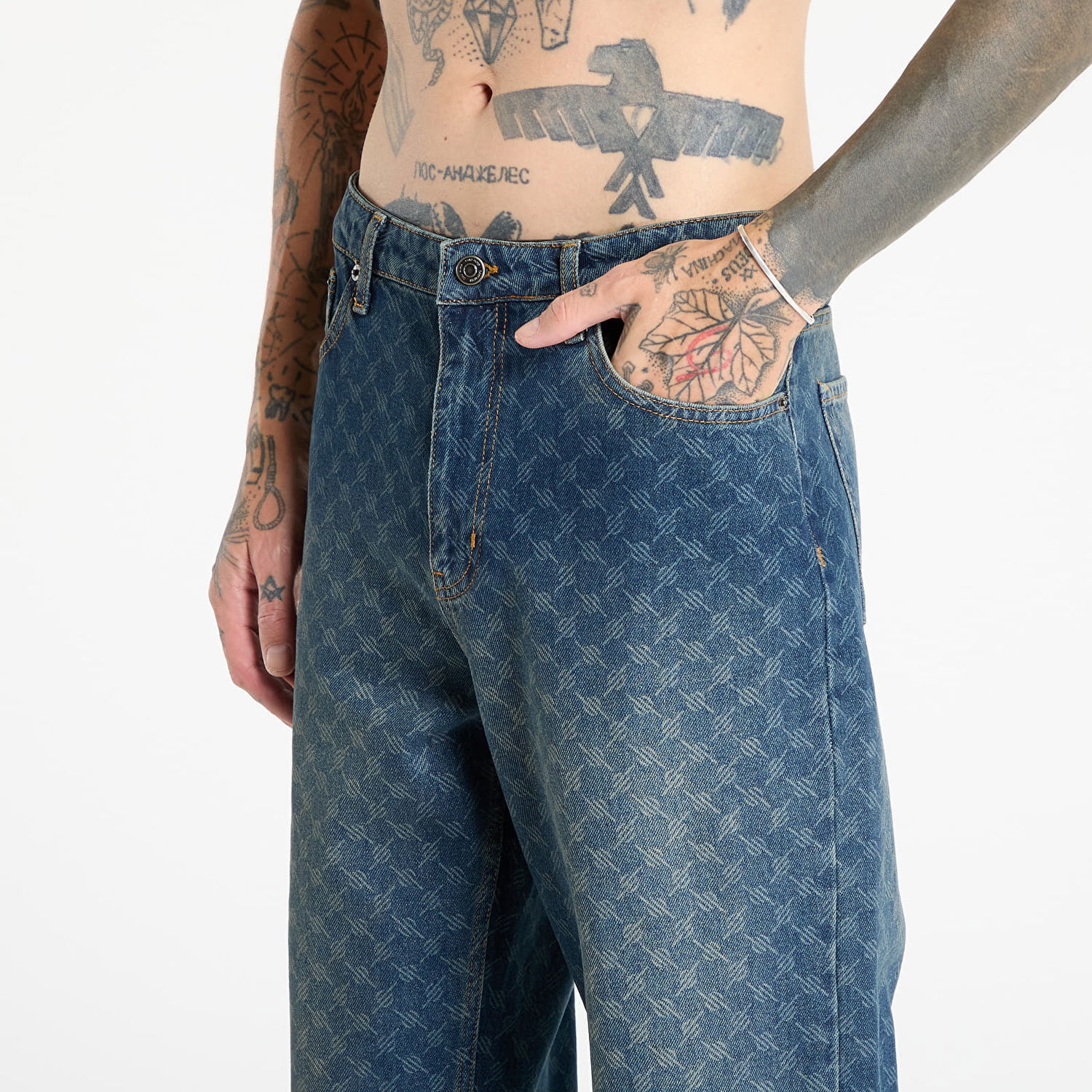 Džínsy DAILY PAPER Daily Paper Amba Monogram Jeans Modrá | 2411141, 1