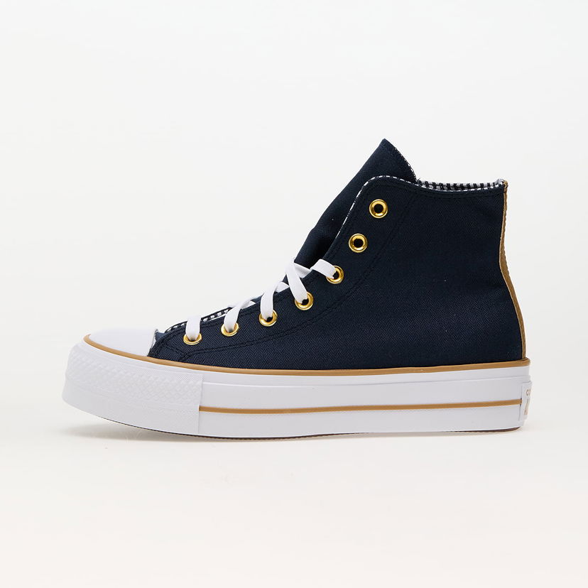 Tenisky a topánky Converse Chuck Taylor All Star Lift Platform Herringbone Stripe Obsidian/ White/ Trek Tan Čierna | A08860C