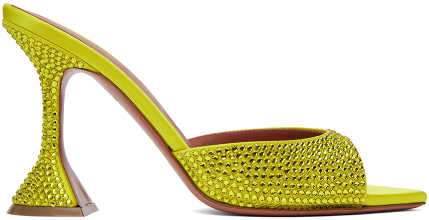 Doplnky Amina Muaddi Amina Muaddi Caroline Crystal Heeled Sandals Žltá | CAROLINE CRYSTAL SLIPPER CL HEEL, 0