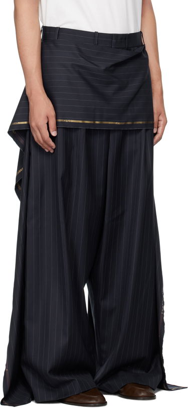 Nohavice HED MAYNER Hed Mayner Pinstriped Wide-Leg Wool Suiting Trousers Navy | HMMB30039A-HB217, 1