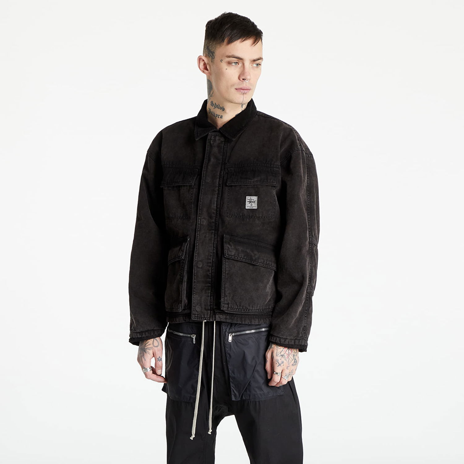 Bunda Stüssy Washed Canvas Shop Jacket Čierna | 115589 black, 0