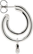 Ronda Double Hoop Single Earring with Dangle Charm