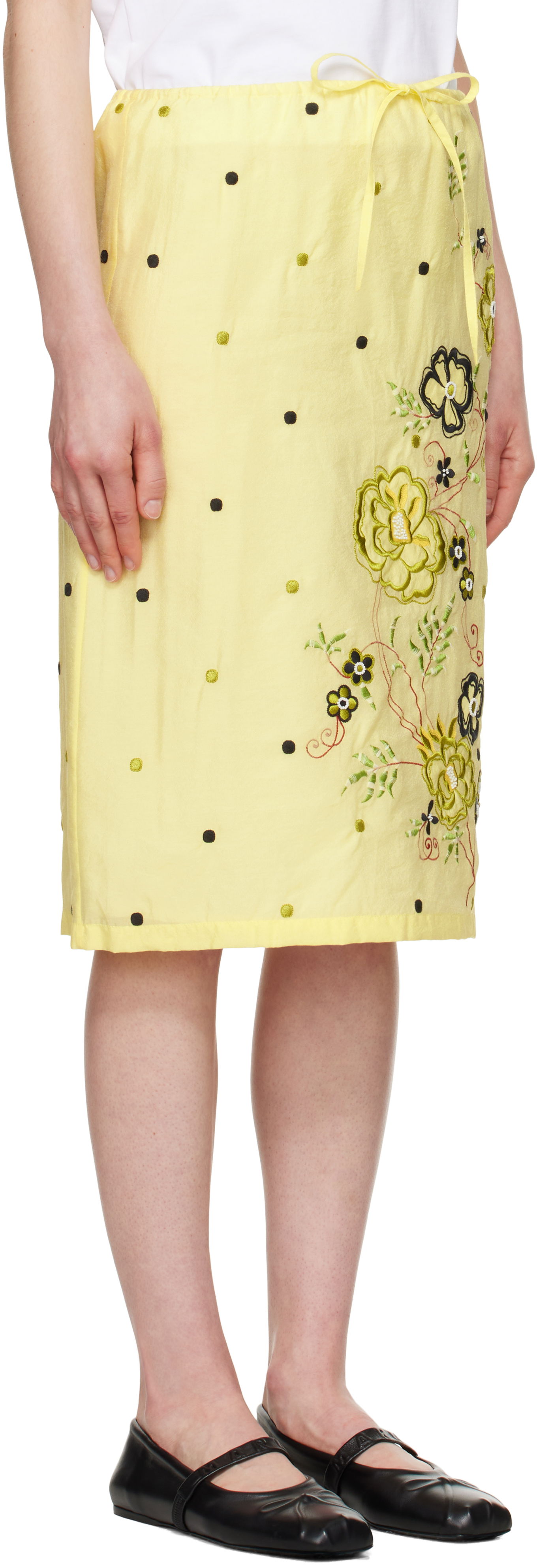 Sukňa KENZO Kenzo Paris 'KENZO Peonies' Embroidered Straight Midi Skirt Žltá | FF52JU3029CD, 1
