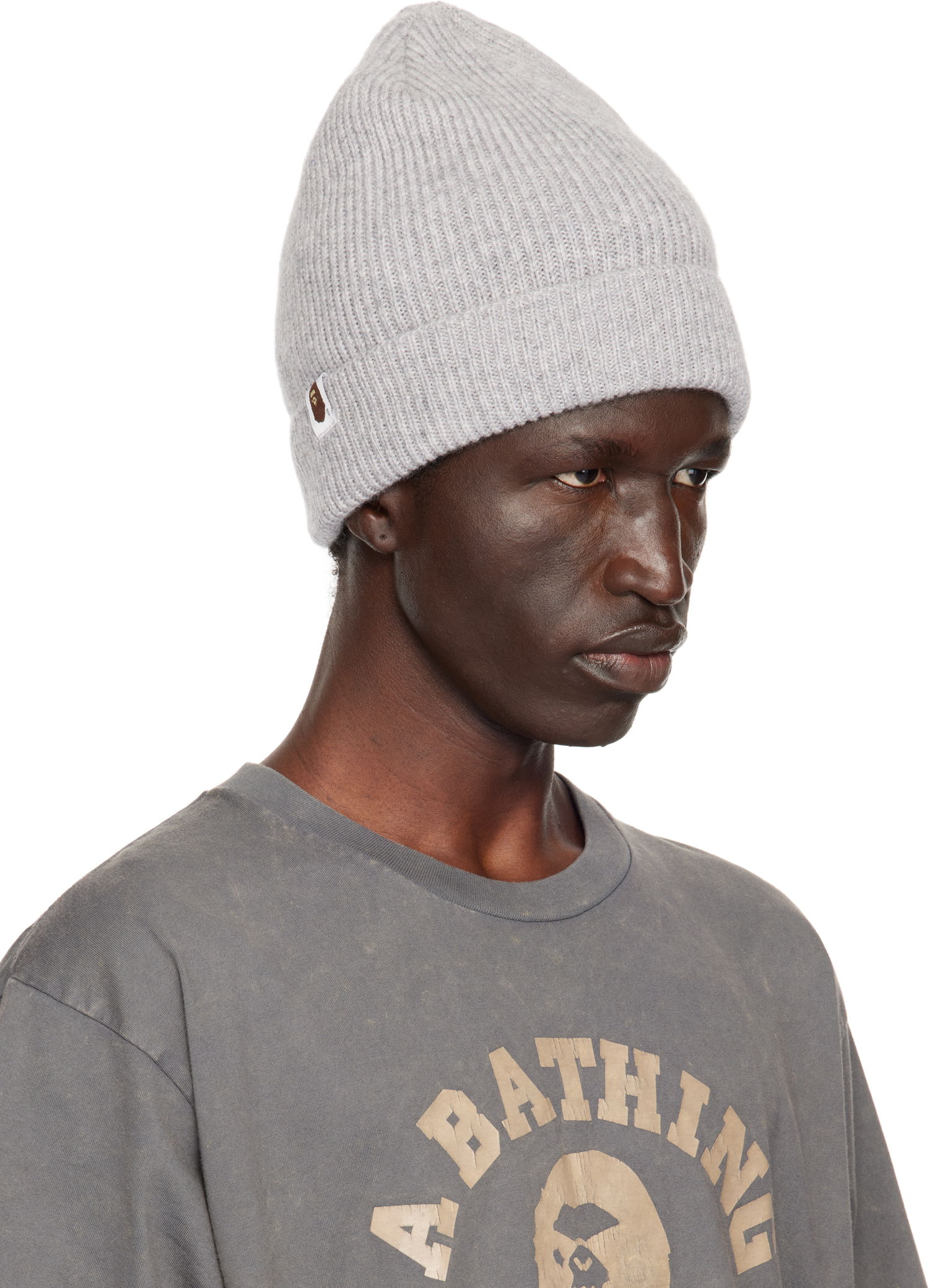 Kulicha BAPE BAPE One Point Knit Beanie Šedá | 001HTK801304M, 1