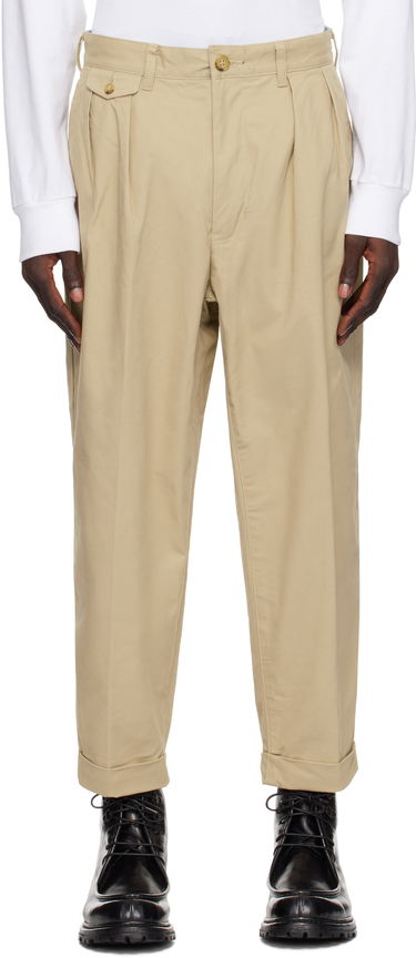 Nohavice BEAMS BEAMS PLUS 2 Pleats Twill Trousers Béžová | 38230097874, 0