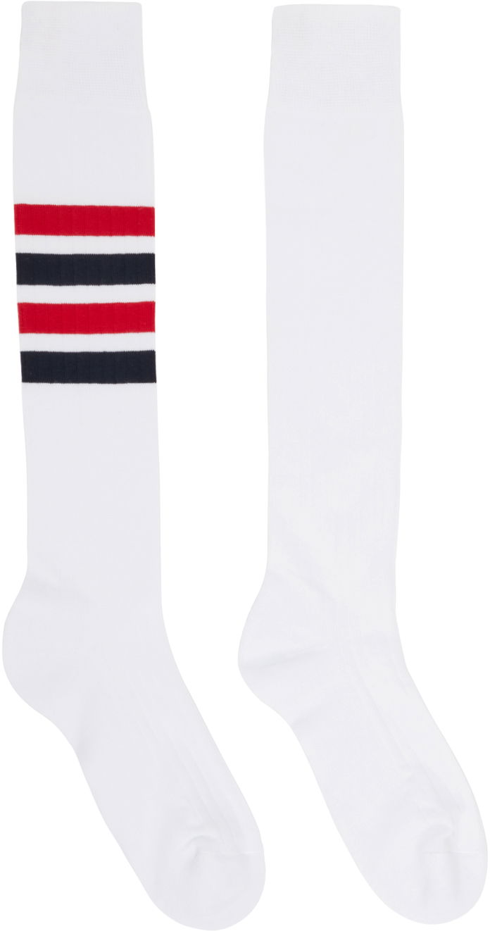 Ponožky Thom Browne Thom Browne Striped Knee-High Socks Biela | MAS085A-01690