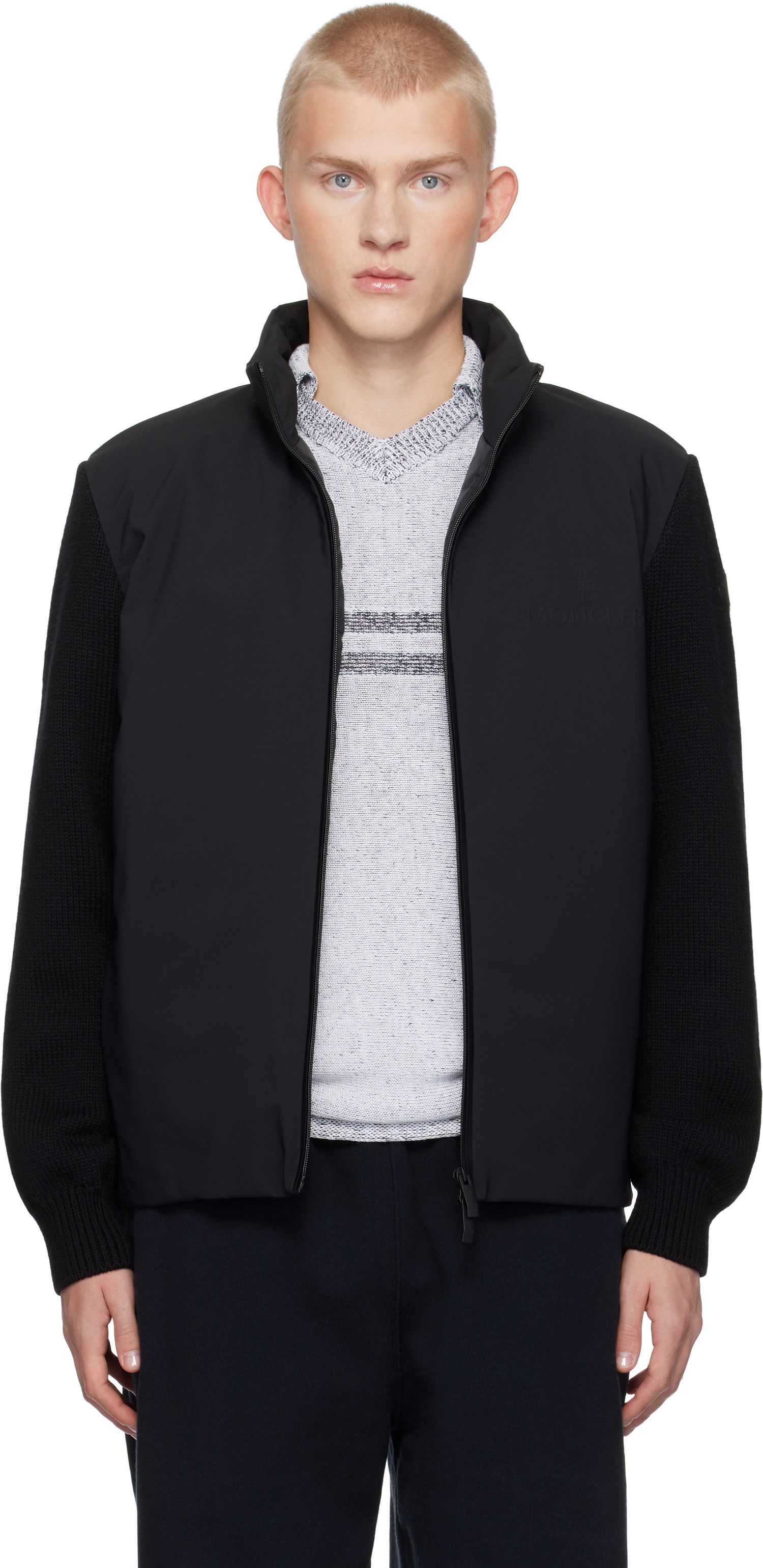 Prešívaná bunda Moncler Cardigan Tricot Down Jacket Čierna | J20919B00030M1282, 0