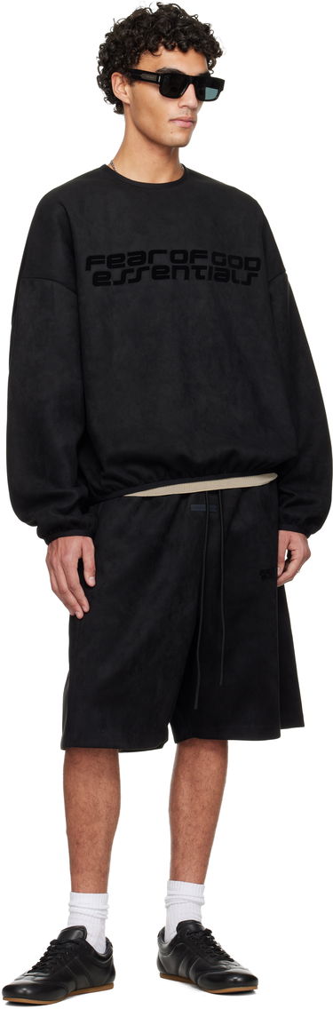 Mikina Fear of God Fear of God ESSENTIALS Holiday Modern Crewneck Faux-Suede Sweatshirt Čierna | 192HO256731F, 3