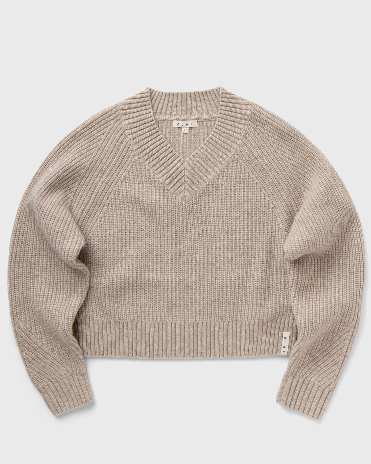 Sveter ØLÅF Merino V-Neck Knit Pullover Béžová | W180701-OATMEAL, 0