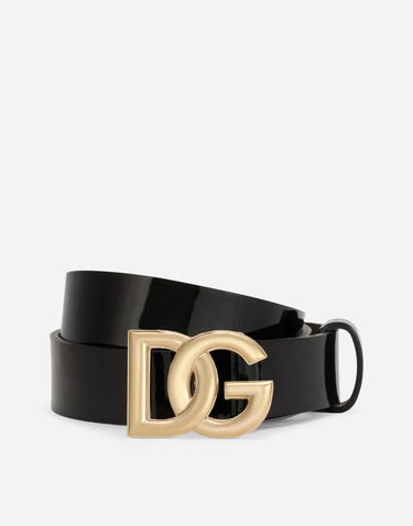 Opasok Dolce & Gabbana Dolce & Gabbana Patent Leather Belt With DG Logo Čierna | EE0062A147180999, 0