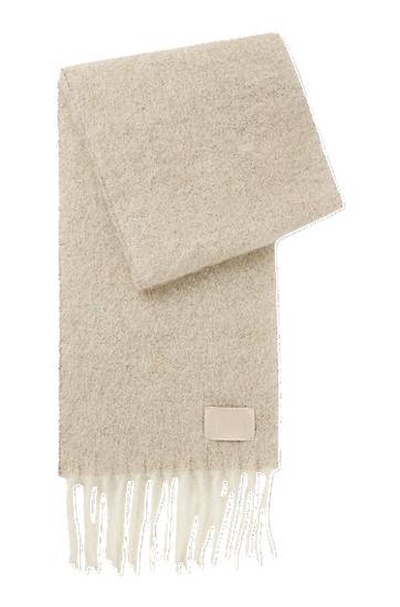 Šál BOSS Italian-made fringed scarf with wool and alpaca Béžová | 50551696