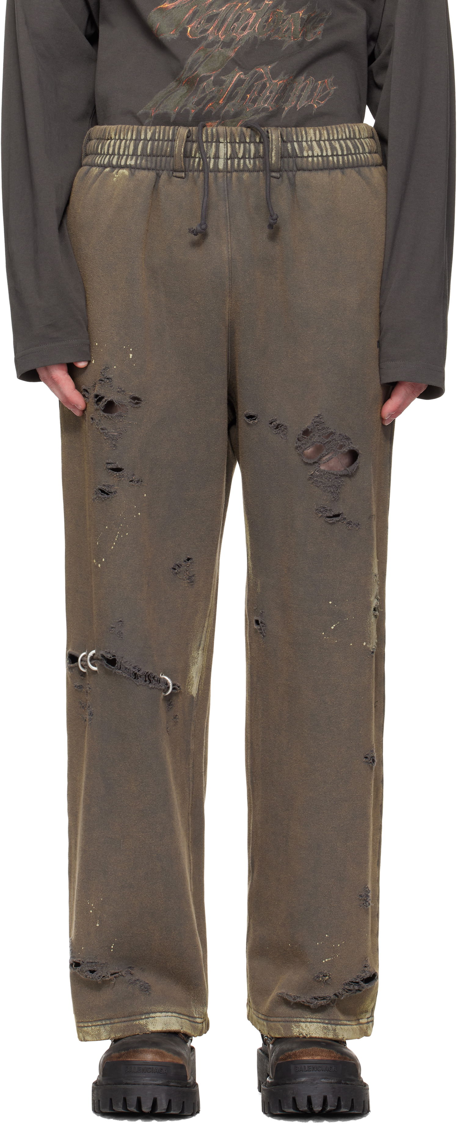 Tepláky We11done We11done Pierced Sweatpants Hnedá | WD-TA0-25-735-U-CH, 0