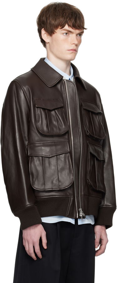 Bomber bunda Simone Rocha Simone Rocha Oversized Multi-Pocket Aviator Jacket Hnedá | 6130 0456, 1