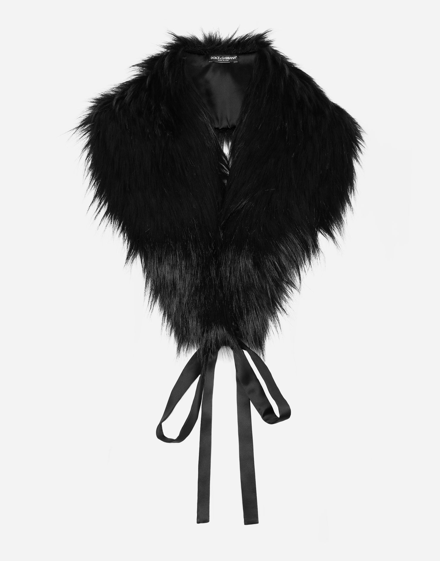 Šál Dolce & Gabbana Dolce & Gabbana Faux Fur Tie Collar Čierna | FS299AFUPXTN0000, 0