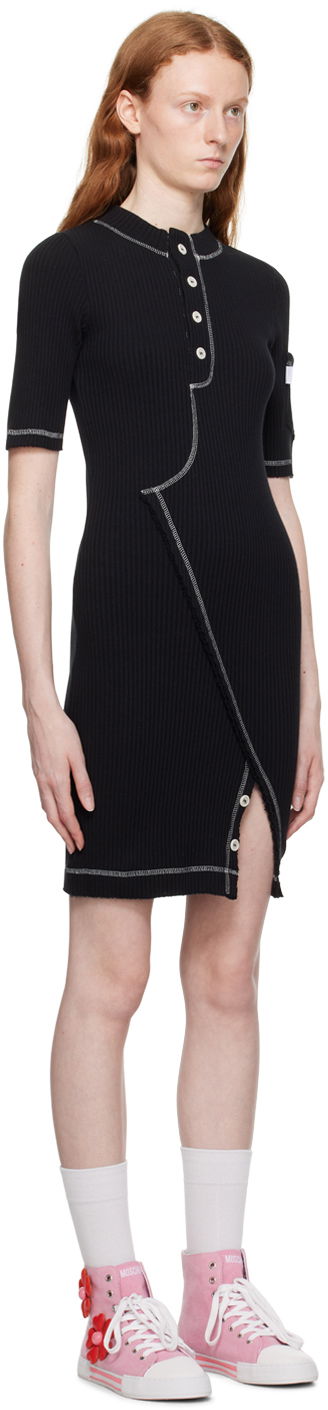 Šaty Moschino Moschino Jeans Button Ribbed Knit Mini Dress Čierna | 0425 8266, 1