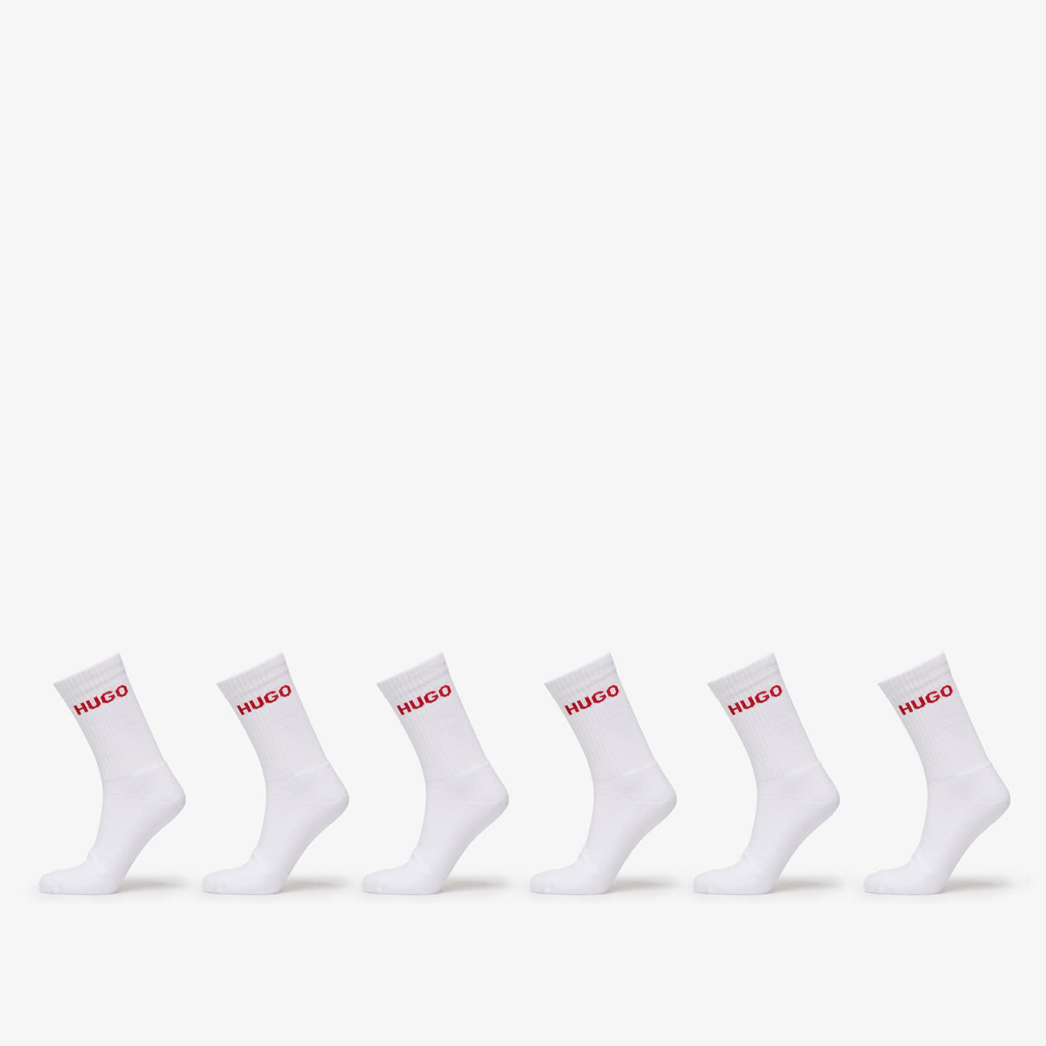 Ponožky BOSS Hugo Rib Logo Sock 6-Pack White Biela | 50510187-100, 0