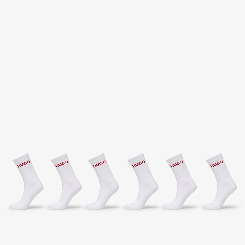 Ponožky BOSS Hugo Rib Logo Sock 6-Pack White Biela | 50510187-100