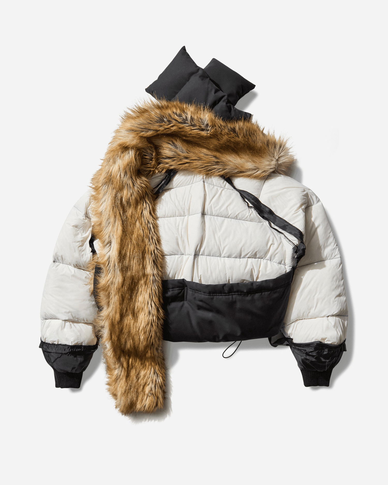 Prešívaná bunda Ottolinger Deconstructed Puffer Jacket with Faux Fur Stole Biela | 10970340901 5, 0