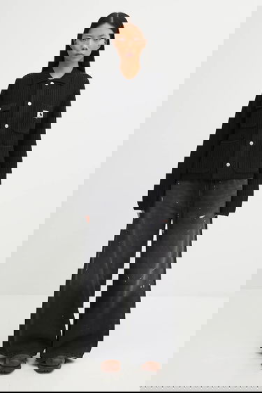 Sveter Carhartt WIP Michigan Ribbed Knit Collared Wool Blend Sweater Čierna | I035379.89XX, 4