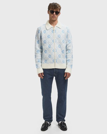 Sveter Casablanca Monogram Zip-Up Knit Sweater Modrá | MPF25-KW-1005-01, 1