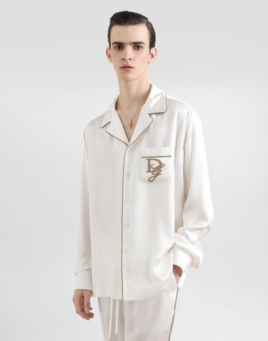 Košeľa Dolce & Gabbana Dolce & Gabbana Silk Vanity Shirt with Logo Embroidery Biela | G5IF1ZFU1AUW0001, 3