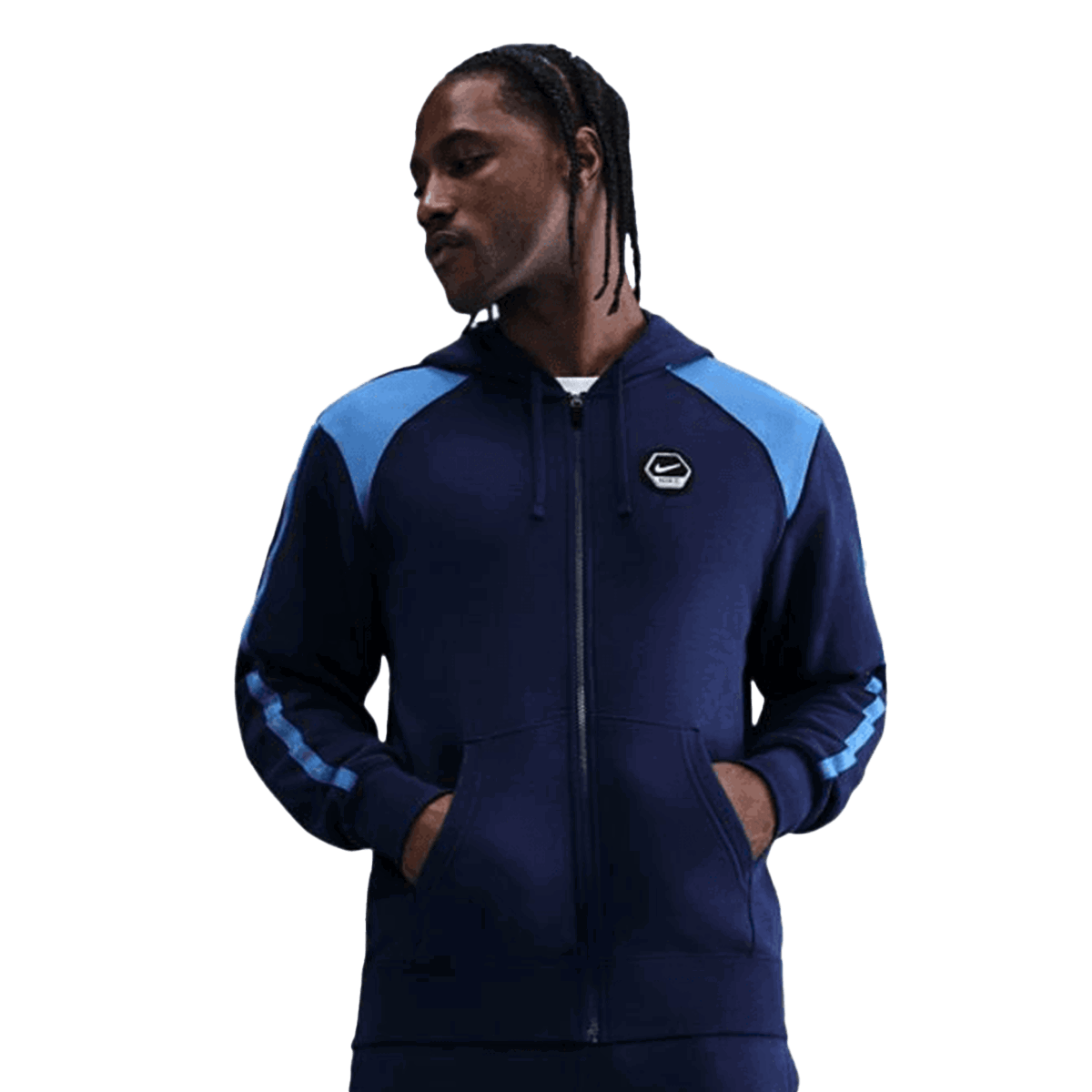 Mikina Nike Sportswear Collection Fleece Full-Zip Hoodie with Contrast Panels Navy | IH4285-492, 0