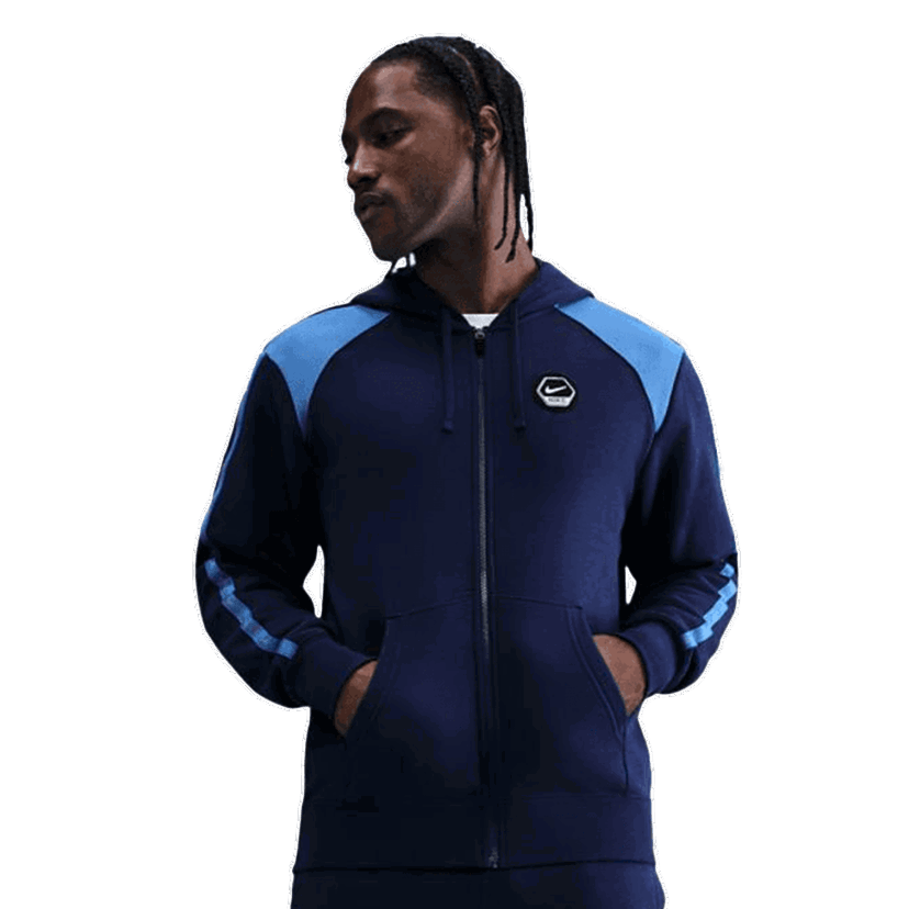 Mikina Nike Sportswear Collection Fleece Full-Zip Hoodie with Contrast Panels Navy | IH4285-492