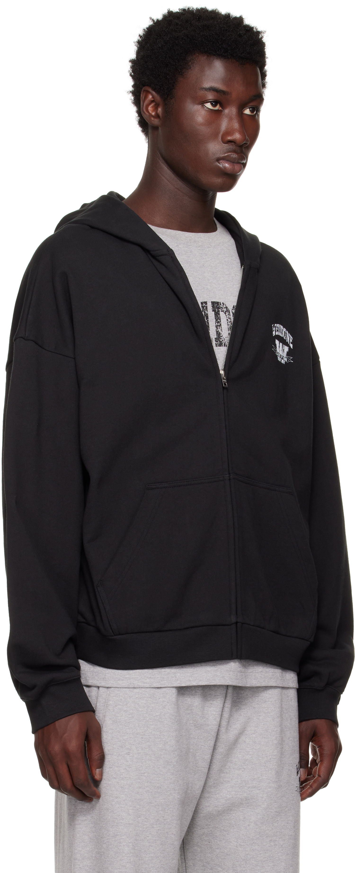 Mikina We11done We11done Collegiate Zip-Up Hoodie Čierna | WD-TJ2-25-846-U-BK, 1