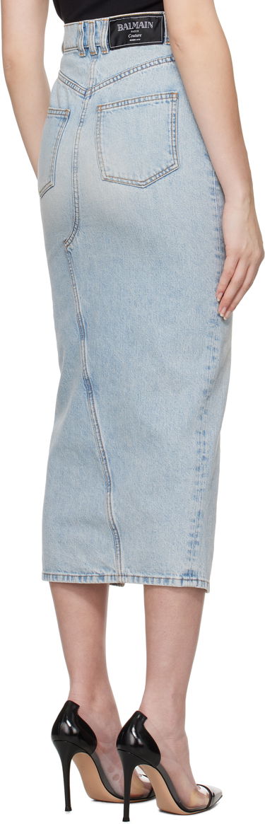 Sukňa Balmain Balmain Denim Midi Skirt with Slit Modrá | EF1LD460DF23, 2