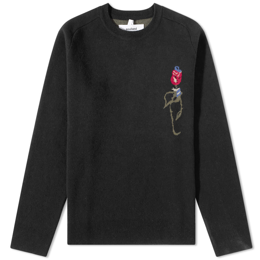 Mikina Soulland Esrum Flower Crew Knit Čierna | 22068-1179-BLK, 0