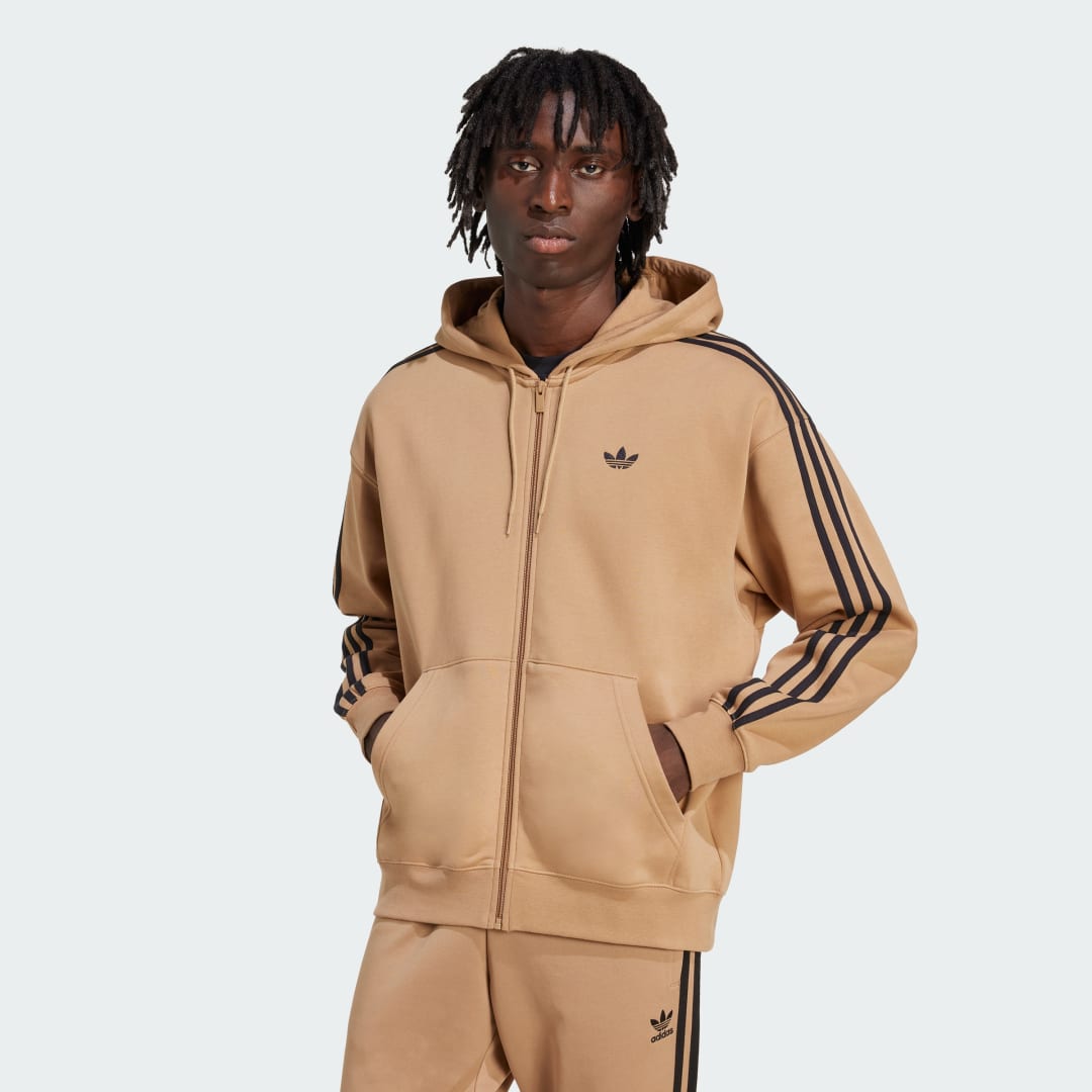 Mikina adidas Performance Adicolor Oversize Full-Zip Hoodie Hnedá | JX1548, 0