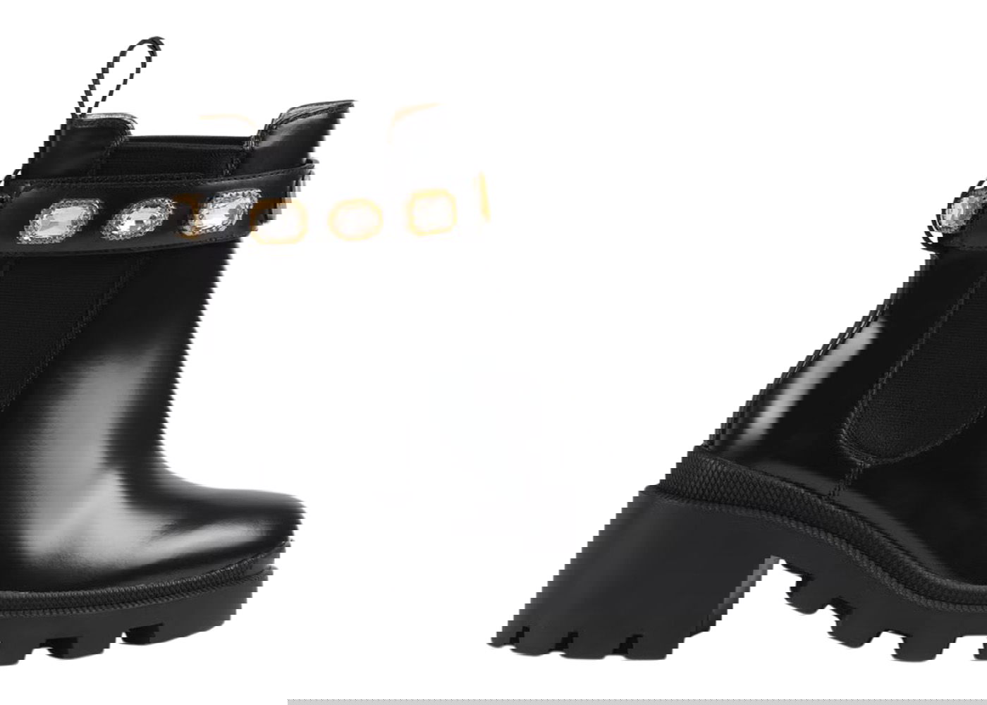 Tenisky a topánky Gucci Crystal Belt 60mm Ankle Boot 'Black Leather' Čierna | 550036 DKS00 1000, 0