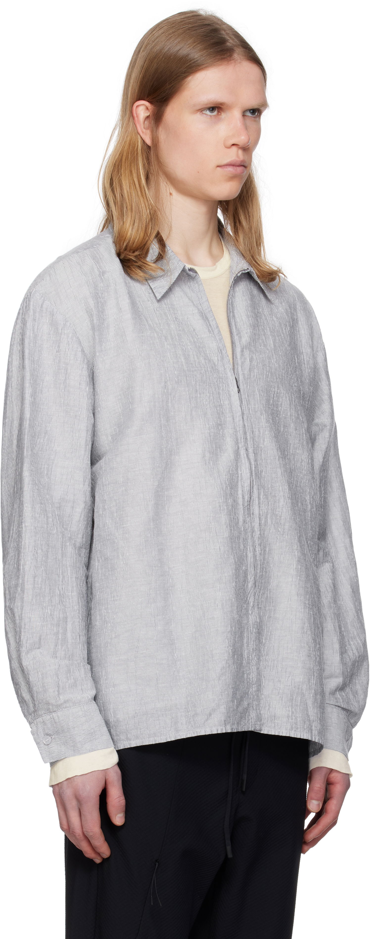 Košeľa Post Archive Faction (PAF) 8.0 Right Striped Zip Shirt Šedá | 8.0 TSR-ST, 1