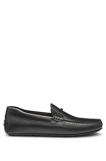 Tenisky a topánky BOSS Leather Loafers with Branded Hardware Čierna | 50548100, 2