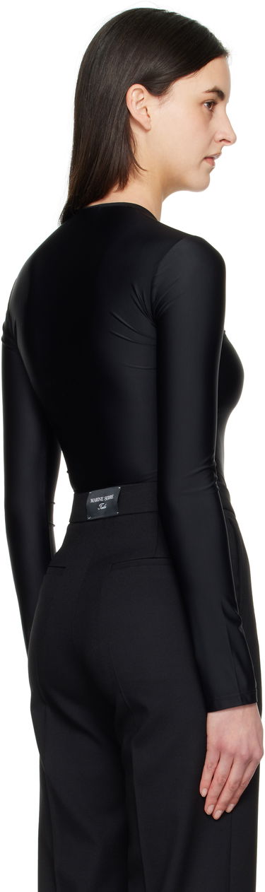 Body Marine Serre Marine Serre Draped Jersey Open Neck Bodysuit Čierna | WTO429A RJER0018, 2