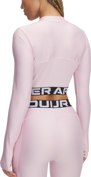 Crop Top Under Armour HeatGear Rib 1/4 Zip Long Sleeve Top Ružová | 1388692-647, 2
