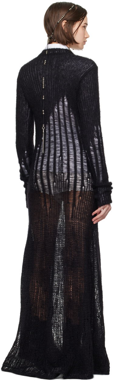 Šaty Ann Demeulemeester Ann Demeulemeester Paiva X-Long Distressed Maxi Dress Čierna | 2402-W-KN08-KN044-099, 2
