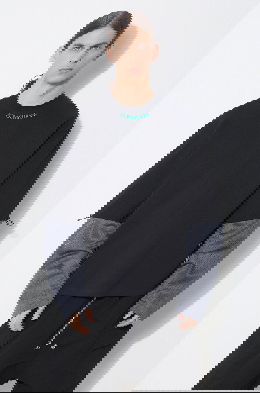 Tričko Pleasures Furniture Long Sleeve Printed Mesh Panel Drawstring Top Čierna | P24SP033.BLACK, 0