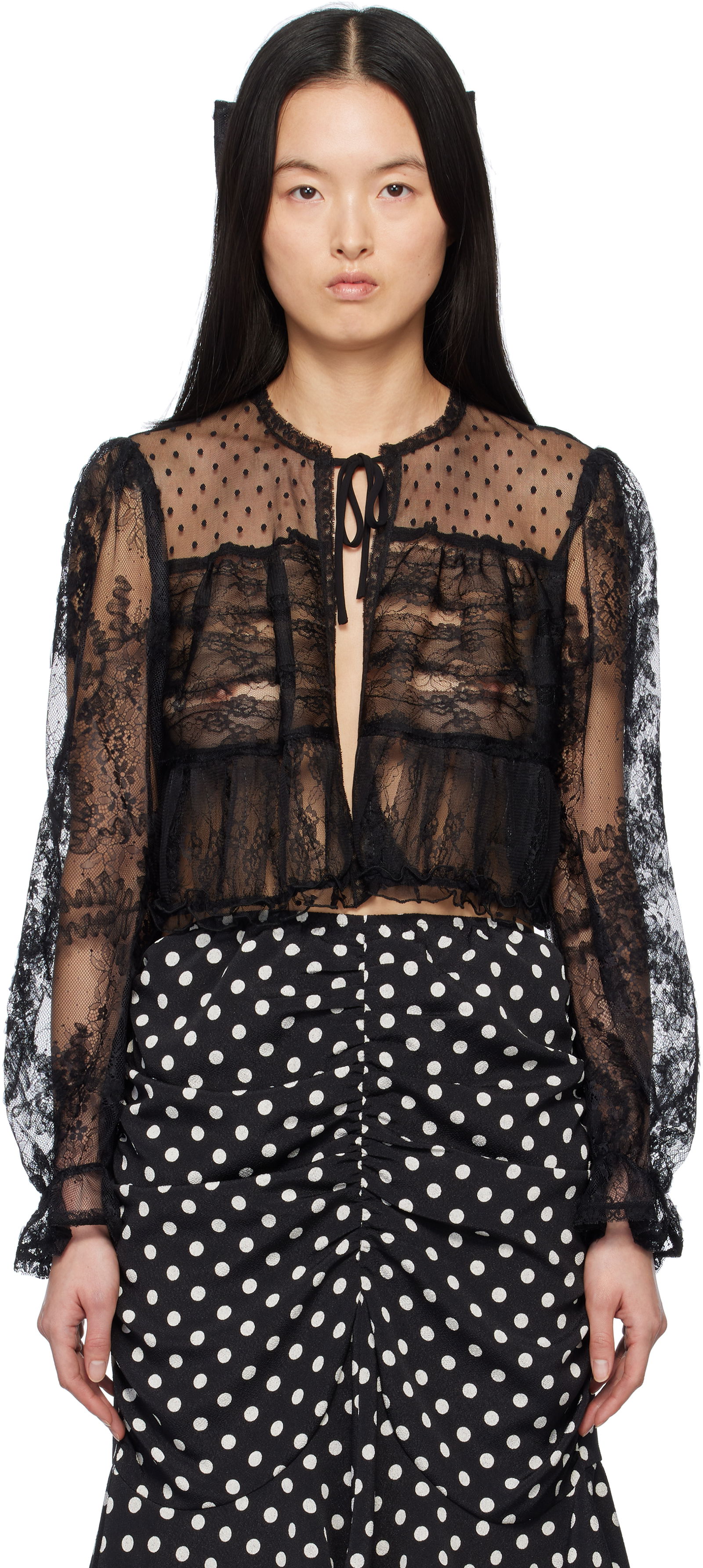 Anna Sui Lace Combo Cardigan