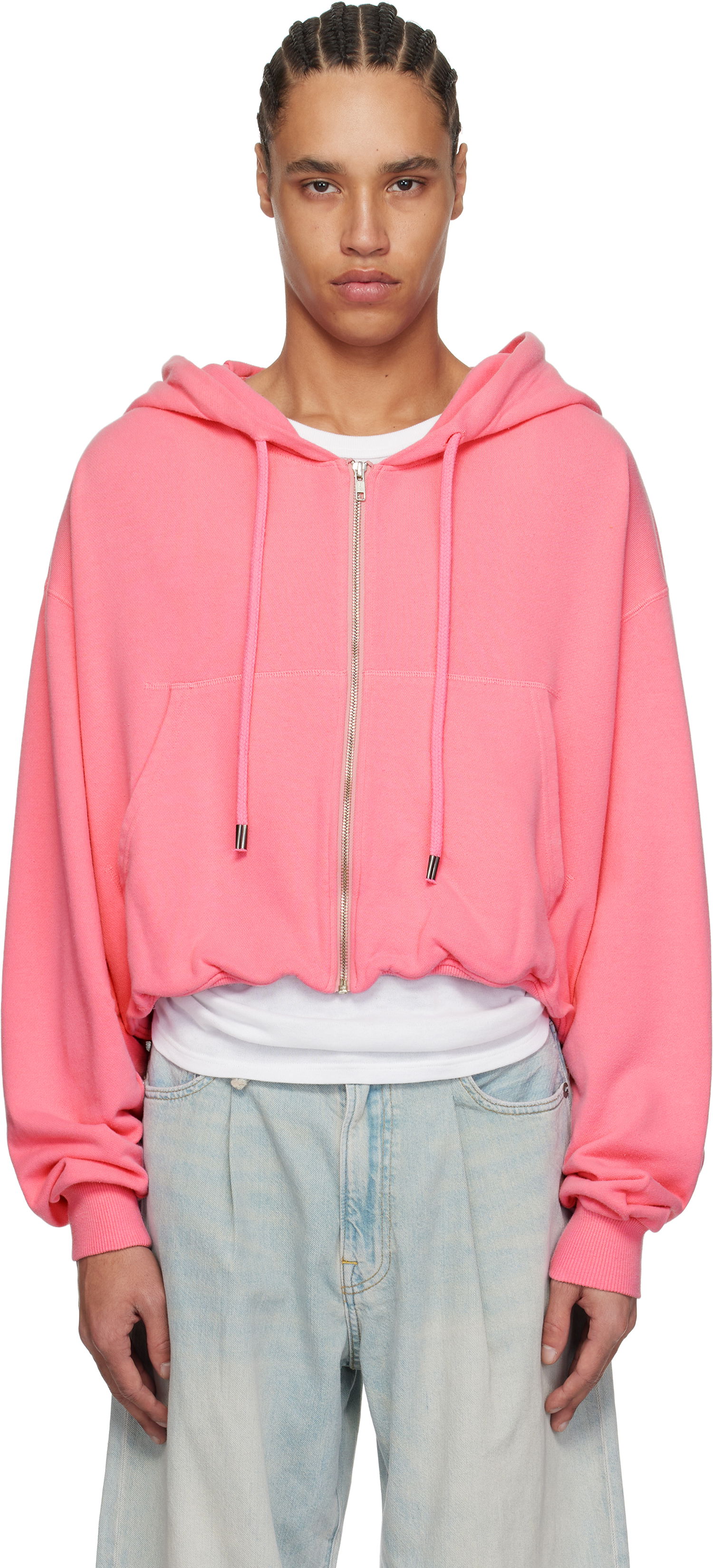 Mikina R13 R13 Balloon Cropped Zip-Up Hoodie Ružová | R13WK216-K001I, 0