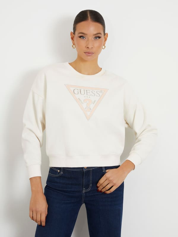 Mikina GUESS Triangle Logo Sweatshirt Biela | W4RQ13KC5H2, 0