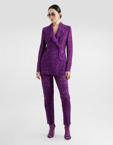 Bunda Dolce & Gabbana Dolce & Gabbana Double-breasted Floral Lace Jacket Fialová | F29XWTHLM7LF0571, 3
