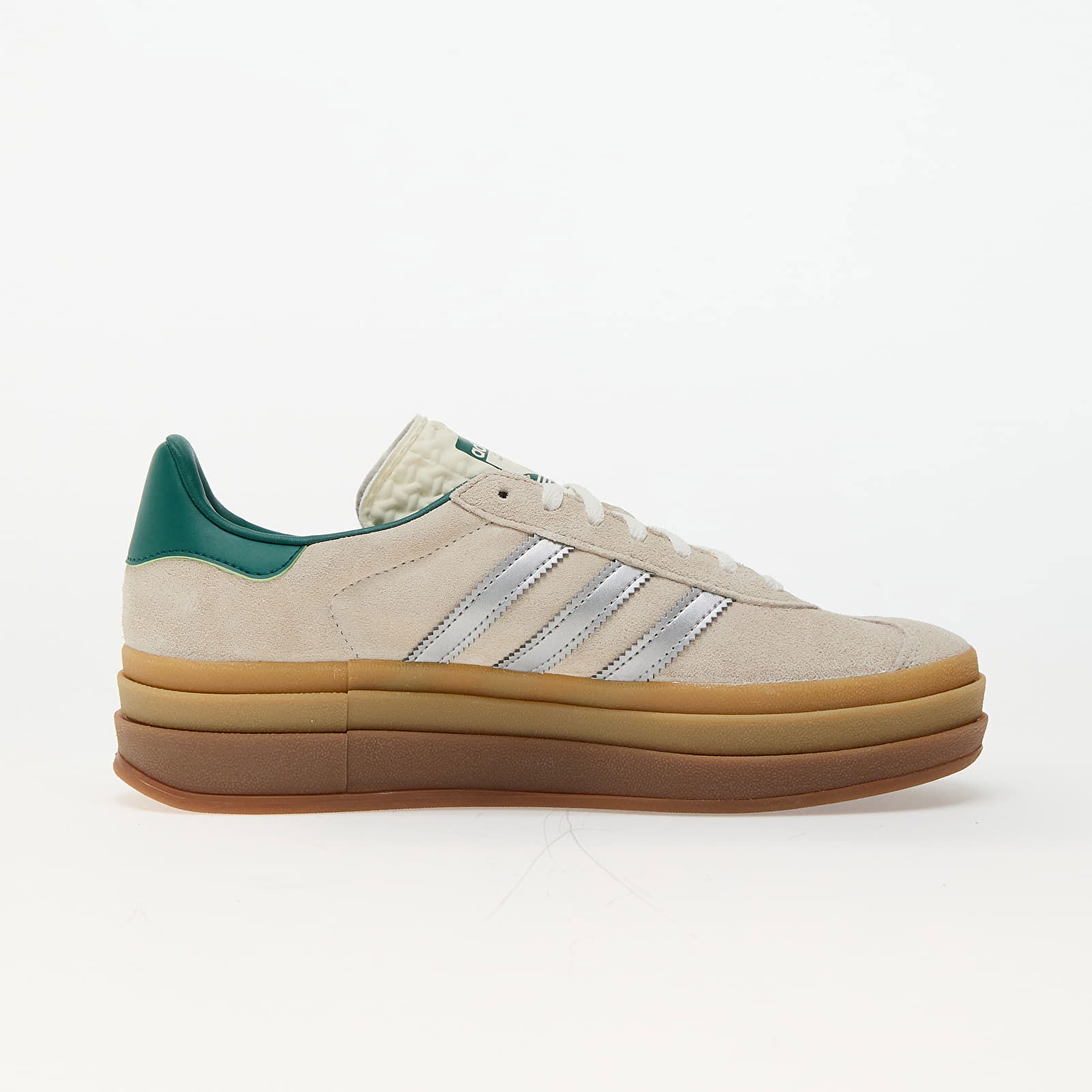 Adidas Women's Gazelle Bold W in Off White/Silver Met/Collegiate Green, Size UK 3 | END. Clothing